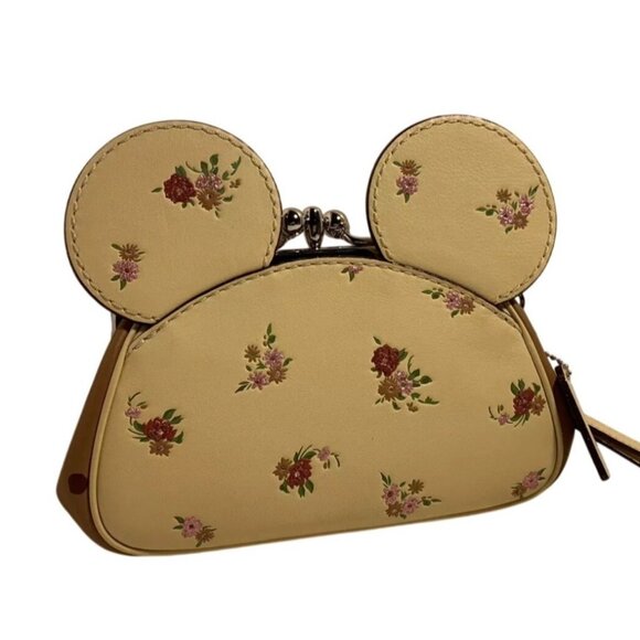 Coach 2018 X Disney Minnie Mouse Yellow Leather Kisslock Wristlet Limited Editio - Picture 3 of 12